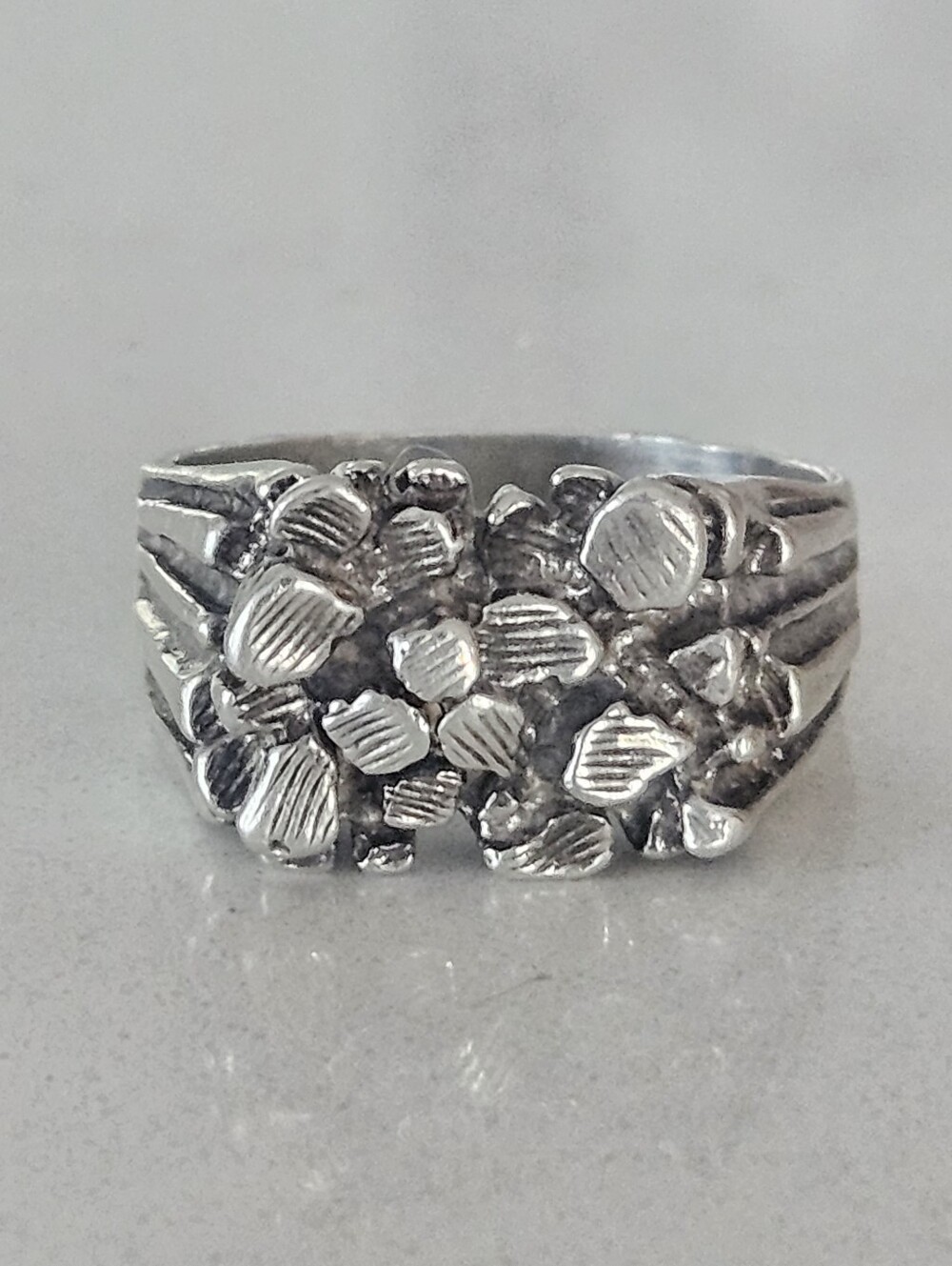 Vintage Signed Navajo Sterling Silver Southwestern Nugget Ring Size 11